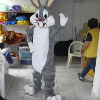 gray bunny costumed character