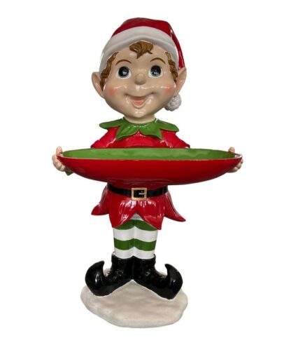 40-in tall Christmas elf with tray statue. Christmas decor