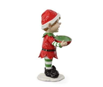 40-in tall Christmas elf statue with serving tray. Great for Christmas parties